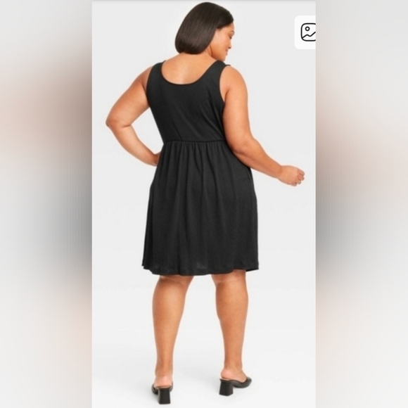 Ava & Viv Black Sleeveless Scoop-neck Babydoll Empire Waist Midi Dress Size 3X - Picture 4 of 12